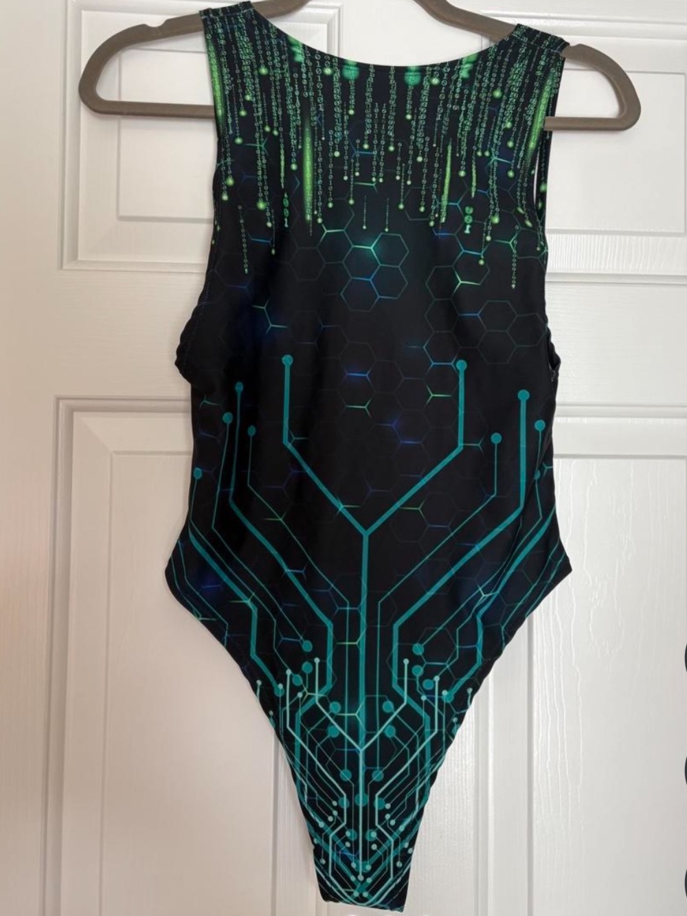 Black & Green Tech-Print Womens’ Sleeveless Jumpsuit